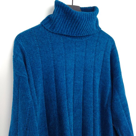 VTG AMANDA SMITH Turquoise Chenille Turtleneck - Picture 4 of 8